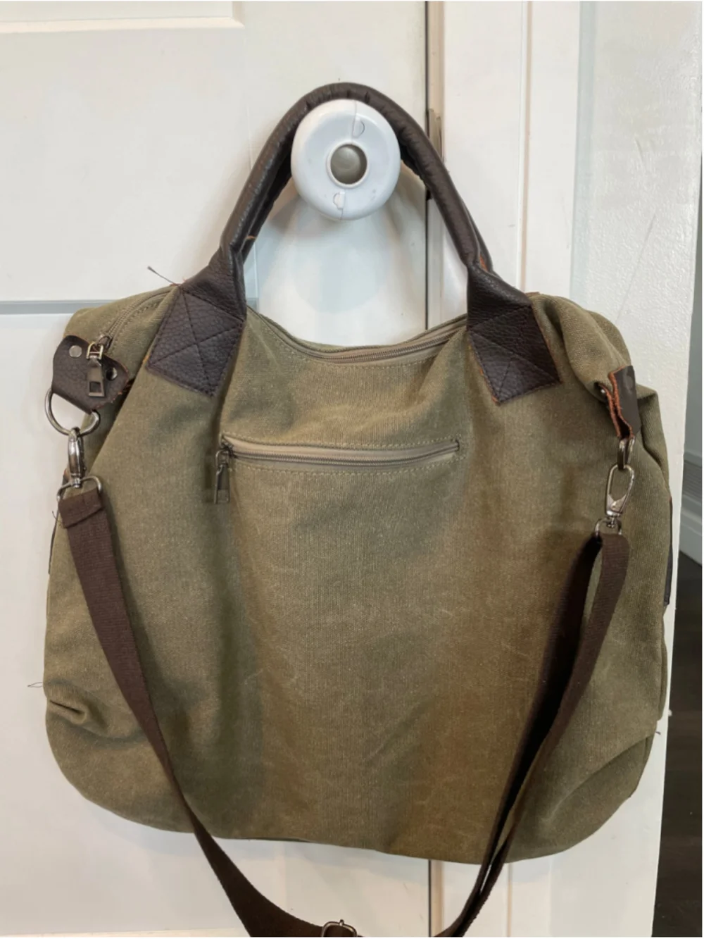 K2 CLASSIC FASHION Canvas Leather Shoulder Bag Messenger Bag Olive